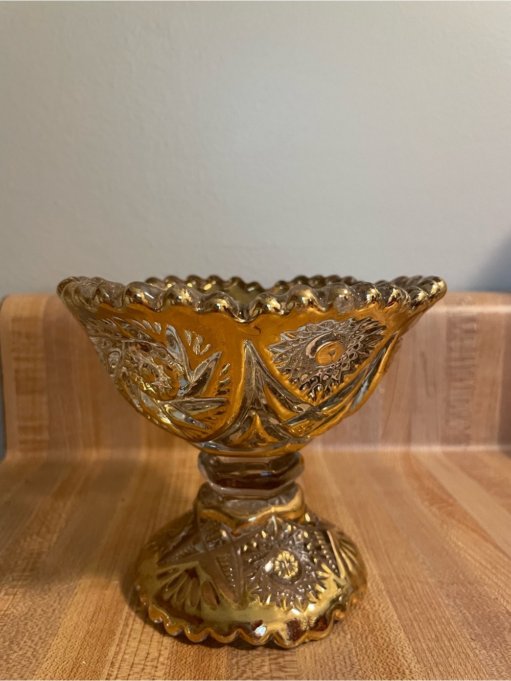 Vintage Amber-Glass Pedestal Compote
